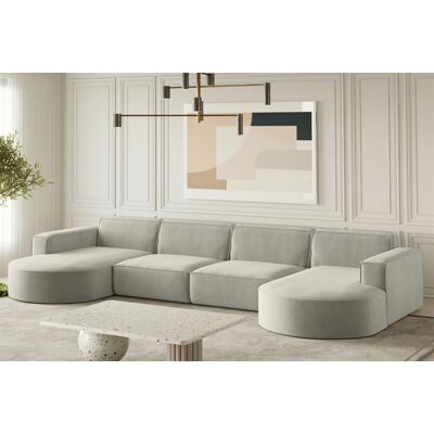 Fun Möbel Wohnlandschaft U-Form Sofa PALMA XL in Stoff Noel Hellgrau Fun Möbel Wohnlandschaft U-Form Sofa PALMA XL in Stoff Noel Hellgrau