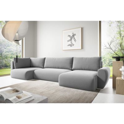 Fun Möbel Wohnlandschaft Schlafsofa GALAN Stoff Poso Hellgrau Ottomane Rechts Fun Möbel Wohnlandschaft Schlafsofa GALAN Stoff Poso Hellgrau Ottomane Rechts
