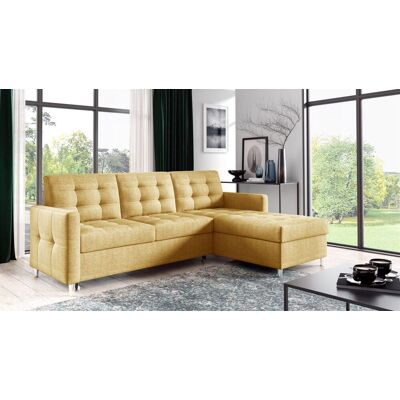 Fun Möbel Ecksofa Sofa NURI Stoff Luis Gelb mit Schlaffunktion Ottomane Rechts Fun Möbel Ecksofa Sofa NURI Stoff Luis Gelb mit Schlaffunktion Ottomane Rechts