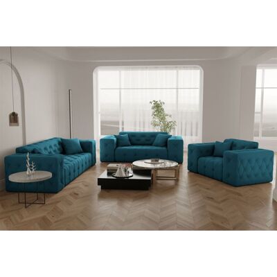 Fun Moebel Sofaset Designersofa CHANTAL 3-2-1 in Stoff Opera Velvet Ozeanblau Fun Moebel Sofaset Designersofa CHANTAL 3-2-1 in Stoff Opera Velvet Ozeanblau