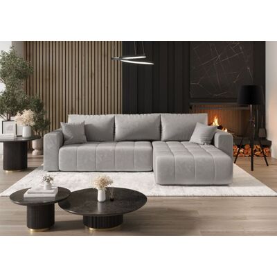 Fun Möbel Ecksofa Schlafsofa CAMILA Stoff Monolith Hellgrau Ottomane Rechts Fun Möbel Ecksofa Schlafsofa CAMILA Stoff Monolith Hellgrau Ottomane Rechts
