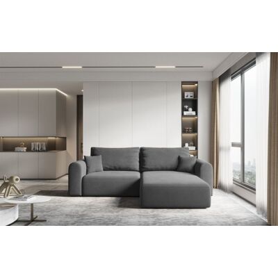 Fun Möbel Ecksofa Sofa FLAVIO mit Schlaffunktion Stoff Castel Dunkelgrau Ottomane Rechts Fun Möbel Ecksofa Sofa FLAVIO mit Schlaffunktion Stoff Castel Dunkelgrau Ottomane Rechts