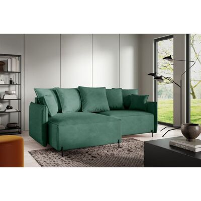 Fun Möbel Ecksofa Schlafsofa BETTO Stoff Now or Never Grün Ottomane Links Fun Möbel Ecksofa Schlafsofa BETTO Stoff Now or Never Grün Ottomane Links