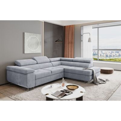 Fun Moebel Ecksofa Sofa JADE Stoff Paros Hellgrau mit Schlaffunktion Ottomane Rechts Fun Moebel Ecksofa Sofa JADE Stoff Paros Hellgrau mit Schlaffunktion Ottomane Rechts