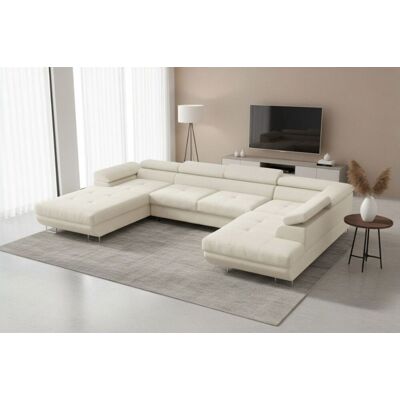 Fun Möbel Wohnlandschaft Schlafsofa GIANLUCA in Stoff Gerra Ecru Ottomane 105 cm Links Fun Möbel Wohnlandschaft Schlafsofa GIANLUCA in Stoff Gerra Ecru Ottomane 105 cm Links