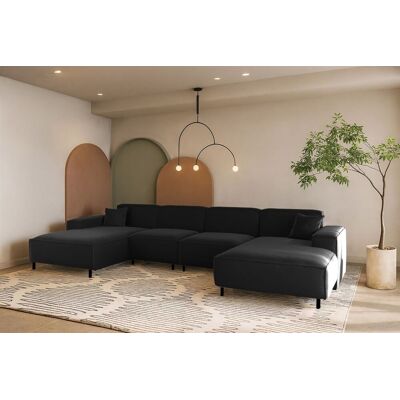 Fun Möbel Wohnlandschaft Sofa U-Form GLORIA in Stoff Tiffani Schwarz Fun Möbel Wohnlandschaft Sofa U-Form GLORIA in Stoff Tiffani Schwarz