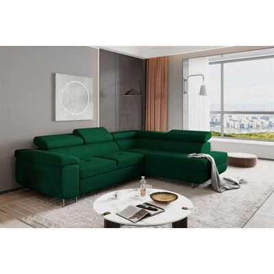 Fun Moebel Ecksofa Sofa JADE Stoff Kronos Dunkelgrün mit Schlaffunktion Ottomane Rechts Fun Moebel Ecksofa Sofa JADE Stoff Kronos Dunkelgrün mit Schlaffunktion Ottomane Rechts