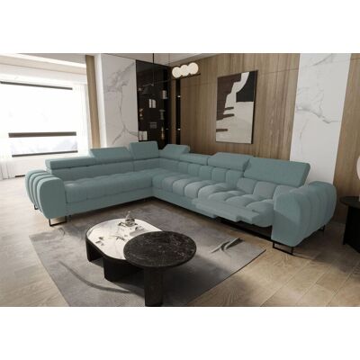 Fun Moebel Ecksofa Schlafsofa BASTIEN RELAX in Stoff Gemma Türkis Ottomane Links Fun Moebel Ecksofa Schlafsofa BASTIEN RELAX in Stoff Gemma Türkis Ottomane Links