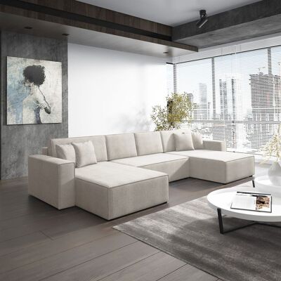 Fun Moebel OUTLET Wohnlandschaft Schlafsofa Sofa CONOR Stoff Poso Altweiß Fun Moebel OUTLET Wohnlandschaft Schlafsofa Sofa CONOR Stoff Poso Altweiß