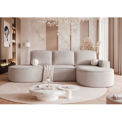 Fun Möbel Ecksofa Schlafsofa Sofa ARLET in Stoff Riviera Hellbeige Ottomane Rechts Fun Möbel Ecksofa Schlafsofa Sofa ARLET in Stoff Riviera Hellbeige Ottomane Rechts