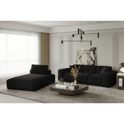 Fun Moebel Sofa Set 2-teilig Sezlong und Sofa 3-Sitzer CELES in Stoff Opera Velvet Schwarz Fun Moebel Sofa Set 2-teilig Sezlong und Sofa 3-Sitzer CELES in Stoff Opera Velvet Schwarz