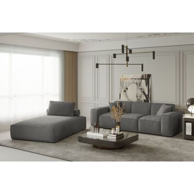 Fun Moebel Sofa Set 2-teilig Sezlong und Sofa 3-Sitzer CELES in Stoff Scala Graphitgrau Fun Moebel Sofa Set 2-teilig Sezlong und Sofa 3-Sitzer CELES in Stoff Scala Graphitgrau