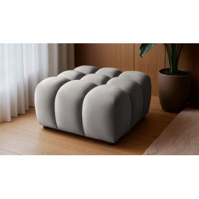 Fun Möbel Polsterhocker Designerhocker FLOW in Stoff Bluvel Silbergrau Fun Möbel Polsterhocker Designerhocker FLOW in Stoff Bluvel Silbergrau