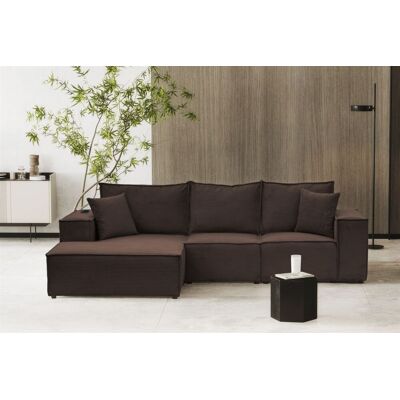 Fun Möbel Ecksofa Sofa ALVARO inkl. QI Ladegerät Stoff Poso Braun Ottomane Links Fun Möbel Ecksofa Sofa ALVARO inkl. QI Ladegerät Stoff Poso Braun Ottomane Links