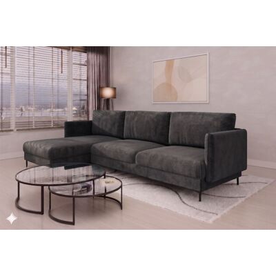 Fun Moebel Ecksofa Designersofa HELMER MAX Stoff Vibe Anthrazit Ottomane Links Fun Moebel Ecksofa Designersofa HELMER MAX Stoff Vibe Anthrazit Ottomane Links
