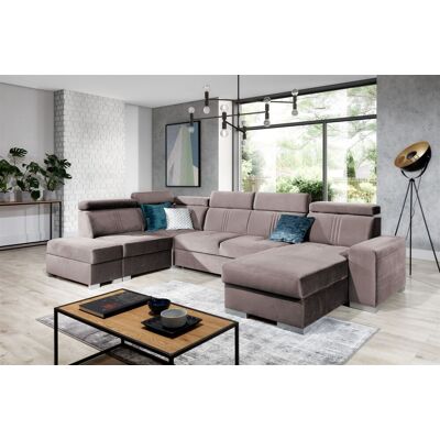 Fun Moebel Wohnlandschaft Schlafsofa NOLAN USB Stoff Monolith Pastellviolett Ottoman Rechts Fun Moebel Wohnlandschaft Schlafsofa NOLAN USB Stoff Monolith Pastellviolett Ottoman Rechts