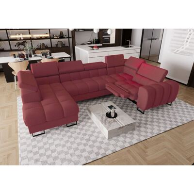 Fun Moebel Wohnlandschaft Schlafsofa BASTIEN RELAX in Stoff Gemma Bordeaux Ottomane Links Fun Moebel Wohnlandschaft Schlafsofa BASTIEN RELAX in Stoff Gemma Bordeaux Ottomane Links