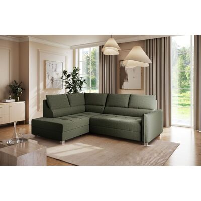 Fun Möbel Ecksofa Schlafsofa Sofa MARNO in Stoff Vogue Moosgrün Ottomane Links Fun Möbel Ecksofa Schlafsofa Sofa MARNO in Stoff Vogue Moosgrün Ottomane Links