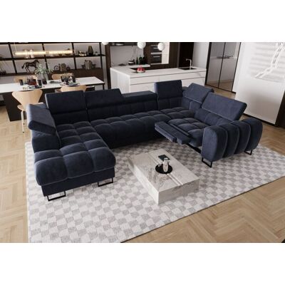 Fun Moebel Wohnlandschaft Schlafsofa BASTIEN RELAX in Stoff Terra Blau Ottomane Links Fun Moebel Wohnlandschaft Schlafsofa BASTIEN RELAX in Stoff Terra Blau Ottomane Links