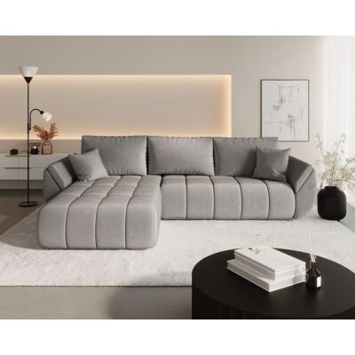 Fun Möbel Ecksofa Schlafsofa MISATO Stoff Monolith Hellgrau Ottomane Links Fun Möbel Ecksofa Schlafsofa MISATO Stoff Monolith Hellgrau Ottomane Links