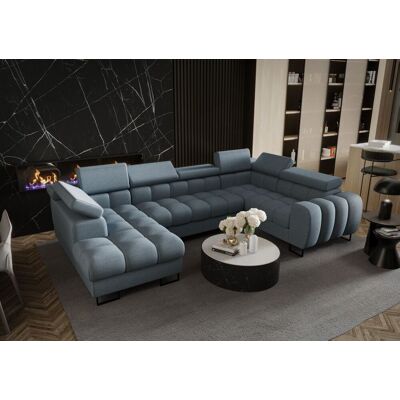 Fun Moebel Wohnlandschaft Schlafsofa BASTIEN in Stoff Terra Türkis Ottomane Links Fun Moebel Wohnlandschaft Schlafsofa BASTIEN in Stoff Terra Türkis Ottomane Links