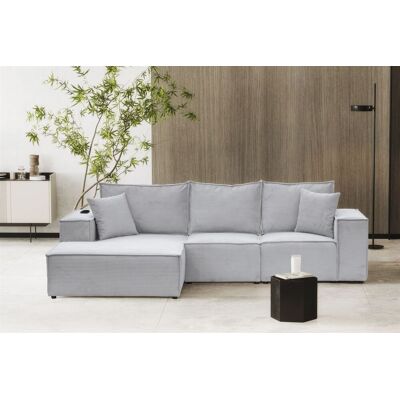 Fun Möbel Ecksofa Sofa ALVARO inkl. QI Ladegerät Stoff Poso Hellgrau Ottomane Links Fun Möbel Ecksofa Sofa ALVARO inkl. QI Ladegerät Stoff Poso Hellgrau Ottomane Links