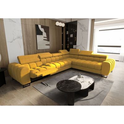 Fun Moebel Ecksofa Schlafsofa BASTIEN RELAX in Stoff Moly Gelb Ottomane Rechts Fun Moebel Ecksofa Schlafsofa BASTIEN RELAX in Stoff Moly Gelb Ottomane Rechts