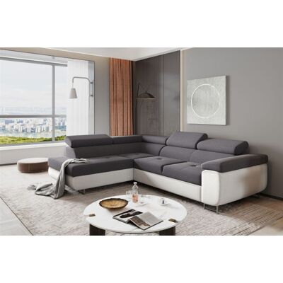 Fun Moebel Ecksofa Sofa JADE Stoff Soft / Sawana Weiss-Dunkelgrau mit Schlaffunktion Ott... Fun Moebel Ecksofa Sofa JADE Stoff Soft / Sawana Weiss-Dunkelgrau mit Schlaffunktion Ott...