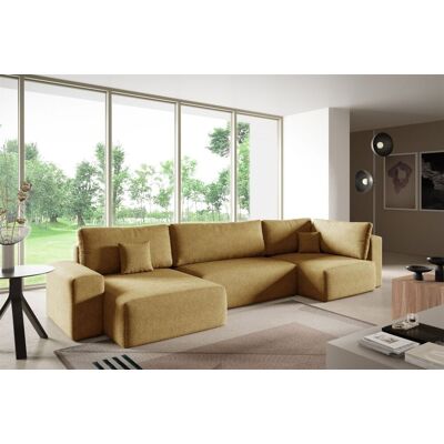 Fun Möbel Wohnlandschaft mit Schlaffunktion ARONA XL Stoff Centaur Honiggelb Ottomane L... Fun Möbel Wohnlandschaft mit Schlaffunktion ARONA XL Stoff Centaur Honiggelb Ottomane L...