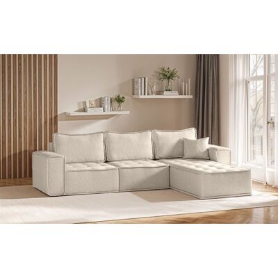 Fun Möbel Ecksofa Modulsofa 3-teilig SANDE Stoff Alpine Beige Ottomane Rechts Fun Möbel Ecksofa Modulsofa 3-teilig SANDE Stoff Alpine Beige Ottomane Rechts