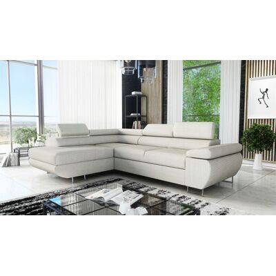 Fun Moebel Couchgarnitur ELON Stoff Beige mit Schlaffunktion Ottomane Links Fun Moebel Couchgarnitur ELON Stoff Beige mit Schlaffunktion Ottomane Links