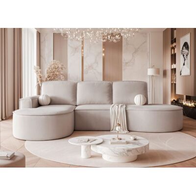 Fun Möbel Ecksofa Schlafsofa Sofa ARLET in Stoff Riviera Hellbeige Ottomane Links Fun Möbel Ecksofa Schlafsofa Sofa ARLET in Stoff Riviera Hellbeige Ottomane Links