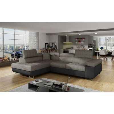Fun Moebel Ecksofa Schlafsofa SARRA Stoff Soft- Berlin Schwarz-Grau Ottomane Links Fun Moebel Ecksofa Schlafsofa SARRA Stoff Soft- Berlin Schwarz-Grau Ottomane Links