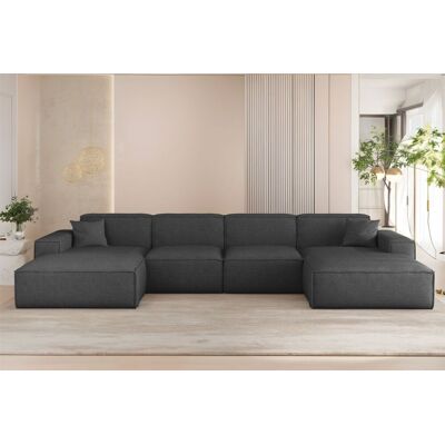 Fun Möbel Wohnlandschaft Sofa U-Form CELES PREMIUM in Stoff Artico Anthrazit Fun Möbel Wohnlandschaft Sofa U-Form CELES PREMIUM in Stoff Artico Anthrazit