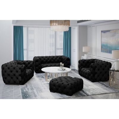 Fun Moebel Sofaset Designersofa NATALIE 2-1-1 in Stoff Riviera Schwarz Fun Moebel Sofaset Designersofa NATALIE 2-1-1 in Stoff Riviera Schwarz