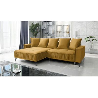 Fun Möbel Ecksofa Schlafsofa Sofa FLORENCE Stoff Element Honiggelb Ottomane Links Fun Möbel Ecksofa Schlafsofa Sofa FLORENCE Stoff Element Honiggelb Ottomane Links