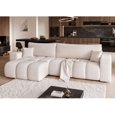 Fun Möbel Ecksofa Schlafsofa Sofa ANABEL MAX in Stoff Quelle Weiß Ottomane Links Fun Möbel Ecksofa Schlafsofa Sofa ANABEL MAX in Stoff Quelle Weiß Ottomane Links