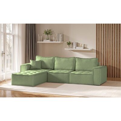 Fun Möbel Ecksofa Modulsofa 3-teilig SANDE Stoff Alpine Hellgrün Ottomane Links Fun Möbel Ecksofa Modulsofa 3-teilig SANDE Stoff Alpine Hellgrün Ottomane Links