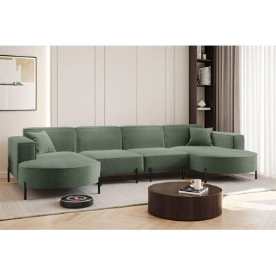 Fun Möbel Wohnlandschaft U-Form Sofa VALENCIA XL in Stoff Quelle Grün Fun Möbel Wohnlandschaft U-Form Sofa VALENCIA XL in Stoff Quelle Grün