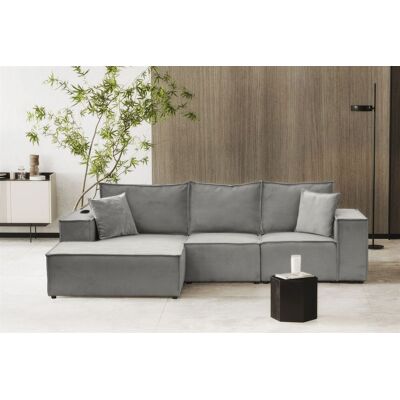 Fun Möbel Ecksofa Sofa ALVARO inkl. QI Ladegerät Stoff Opera Velvet Grau Ottomane Links Fun Möbel Ecksofa Sofa ALVARO inkl. QI Ladegerät Stoff Opera Velvet Grau Ottomane Links