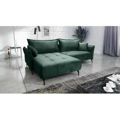 Fun Möbel Ecksofa Schlafsofa Sofa VICTORIA Stoff Element Dunkelgrün Ottomane Links Fun Möbel Ecksofa Schlafsofa Sofa VICTORIA Stoff Element Dunkelgrün Ottomane Links