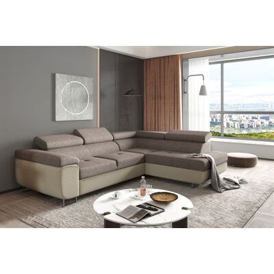 Fun Moebel Ecksofa Sofa JADE Stoff Monolith Creme-Grau mit Schlaffunktion Ottomane Rechts Fun Moebel Ecksofa Sofa JADE Stoff Monolith Creme-Grau mit Schlaffunktion Ottomane Rechts