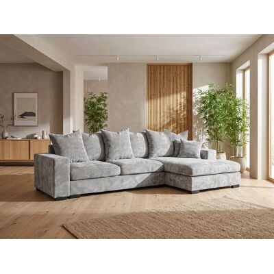 Fun Möbel Ecksofa mit Schlaffunktion BENICIO Sofa in Stoff Flow Hellgrau Ottomane Rechts Fun Möbel Ecksofa mit Schlaffunktion BENICIO Sofa in Stoff Flow Hellgrau Ottomane Rechts