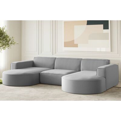 Fun Möbel Wohnlandschaft U-Form Sofa PALMA in Stoff Opera Velvet Grau Fun Möbel Wohnlandschaft U-Form Sofa PALMA in Stoff Opera Velvet Grau