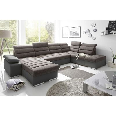 Fun Moebel Couchgarnitur PASCARA U-Form mit Schlaffunktion-Schwarz /Otto.. Links Fun Moebel Couchgarnitur PASCARA U-Form mit Schlaffunktion-Schwarz /Otto.. Links