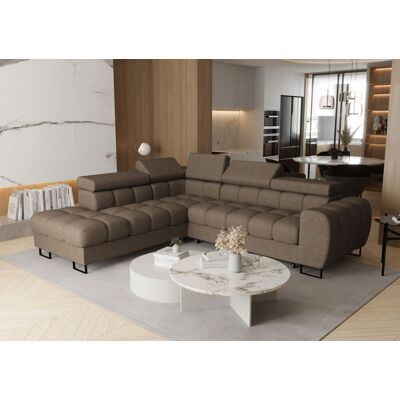 Fun Moebel Ecksofa Schlafsofa BASTIEN MAX in Stoff Primo Braun Ottomane Links Fun Moebel Ecksofa Schlafsofa BASTIEN MAX in Stoff Primo Braun Ottomane Links