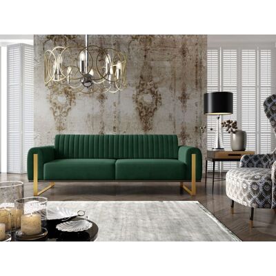Fun Möbel Sofa Designersofa VALERIE 3-Sitzer in Stoff Elisa Velvet Flaschengrün Fun Möbel Sofa Designersofa VALERIE 3-Sitzer in Stoff Elisa Velvet Flaschengrün