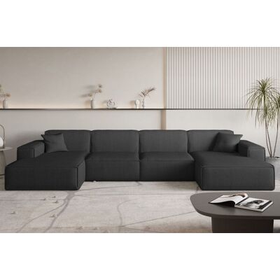 Fun Möbel Wohnlandschaft Sofa U-Form CELES PREMIUM in Stoff Scala Schwarz Fun Möbel Wohnlandschaft Sofa U-Form CELES PREMIUM in Stoff Scala Schwarz