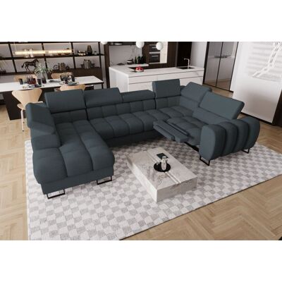 Fun Moebel Wohnlandschaft Schlafsofa BASTIEN RELAX in Stoff Moly Graphit Ottomane Links Fun Moebel Wohnlandschaft Schlafsofa BASTIEN RELAX in Stoff Moly Graphit Ottomane Links