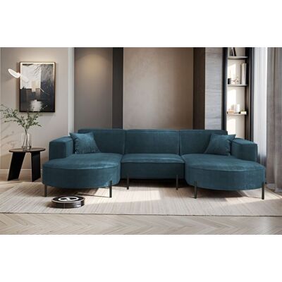 Fun Möbel Wohnlandschaft U-Form Sofa VALENCIA in Stoff Noel Blau Fun Möbel Wohnlandschaft U-Form Sofa VALENCIA in Stoff Noel Blau
